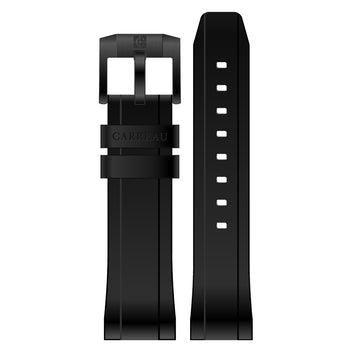 Black Rubber Strap with Black PVD Buckle - Lug to Lug 20 mm / 37.5 mm watches/SRBB20